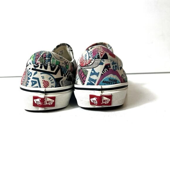 Vans Off The Wall Men 8.5 Slip On Skater Sneaker Shoe Sticker Mash-Up BMX Canvas - Picture 8 of 10